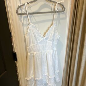 Lulu's White Ruffled Mini Dress